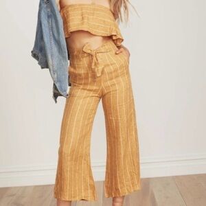 Faithfull the Brand Linen Mustard Striped Set Pants - S 4 Top - XS 2